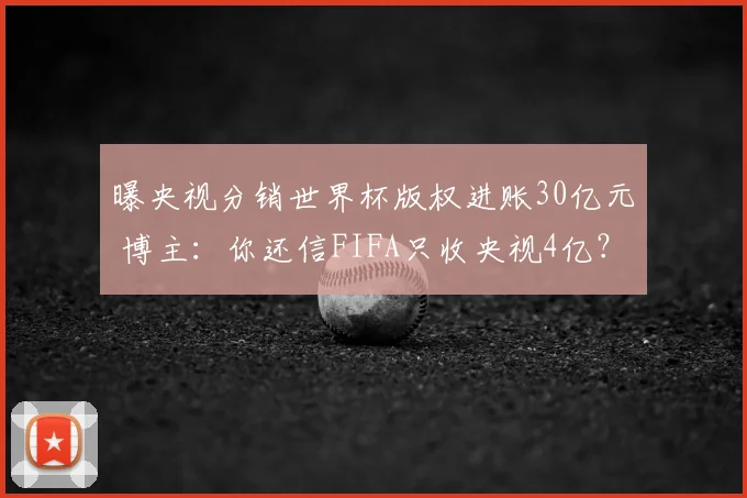 曝央视分销世界杯版权进账30亿元 博主：你还信FIFA只收央视4亿？